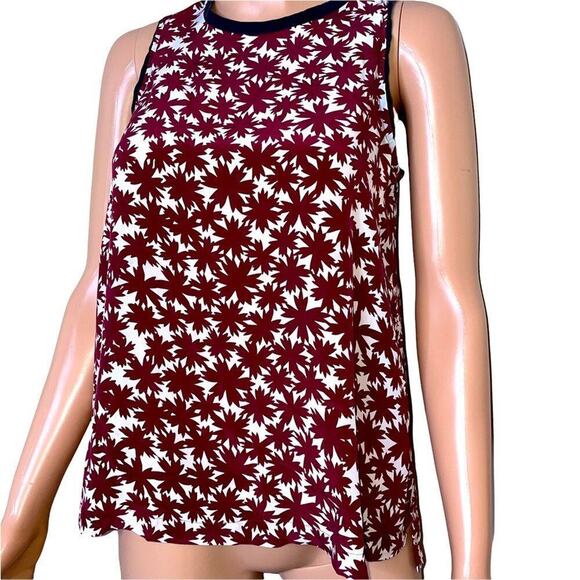 Madewell top/blouse 100% Silk Floral Canal Tank Pressed Flower Sz M Red/blue - Picture 3 of 10